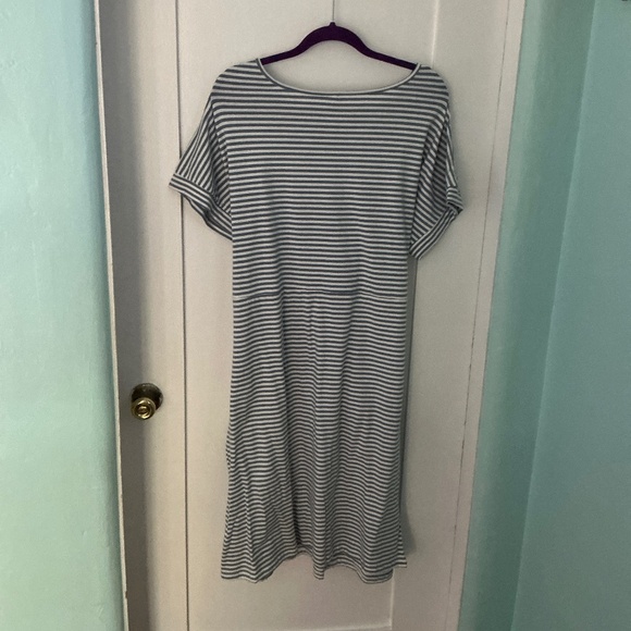 Blue & White Striped Tie-Waist Casual Dress, Size 3X - Picture 3 of 3